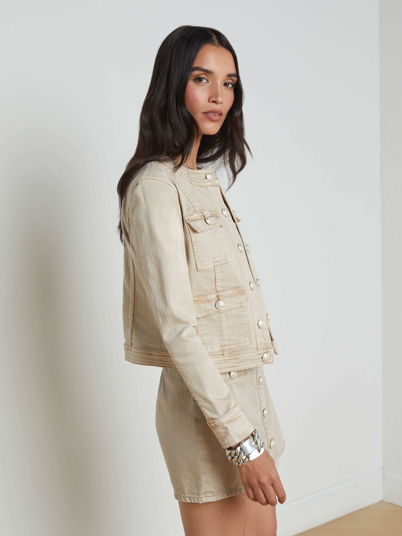 Yari Jean Jacket in Biscuit | L'AGENCE US
