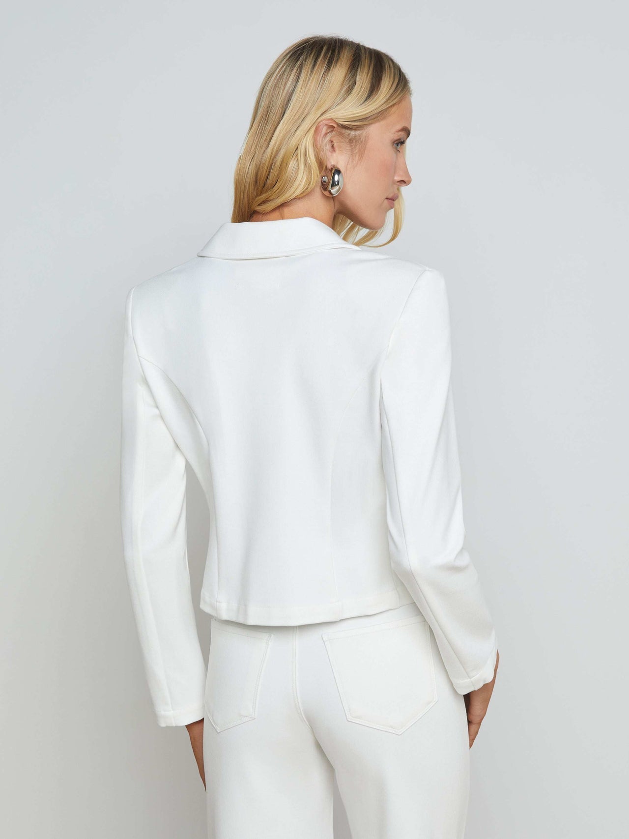 Wayne Open-Front Blazer in Ivory | L'AGENCE online