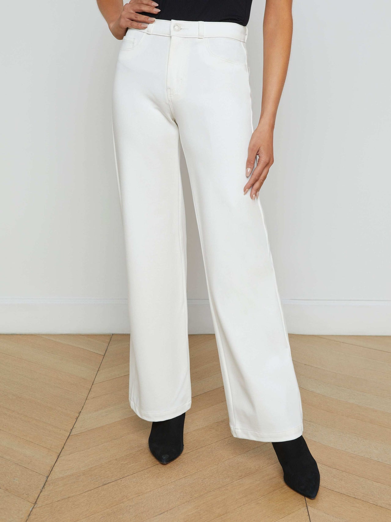 Clayton Wide-Leg Pant in Ivory | L'AGENCE sale