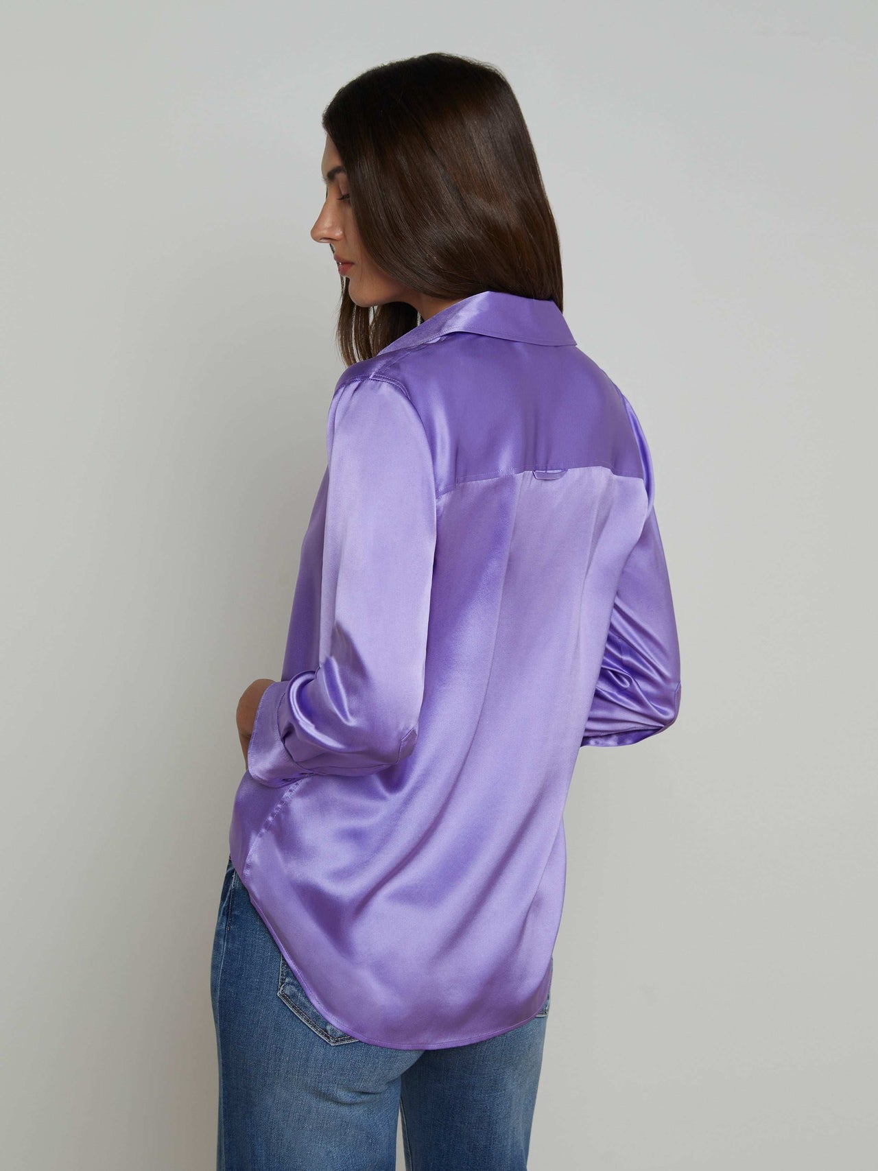 Dani Silk Blouse in Electric Purple | L'AGENCE online