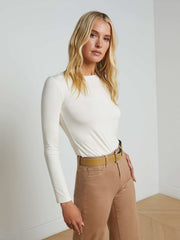 Tess Long Sleeve Tee in Vintage White | L'AGENCE for sale