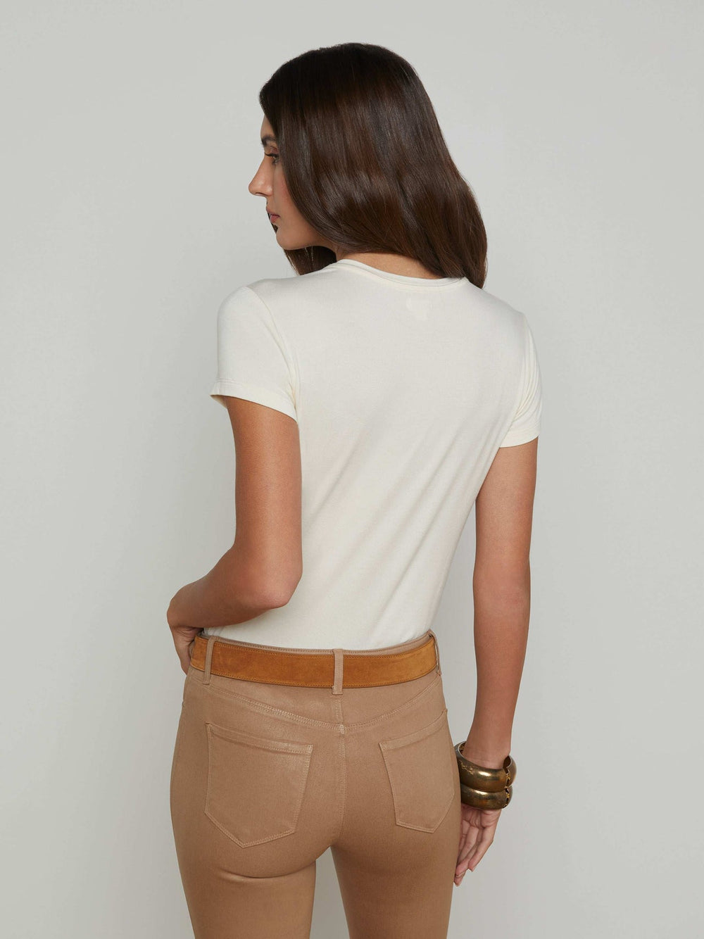 Ressi Fitted Tee in Vintage White | L'AGENCE sale