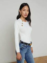 Gretchen Pullover in White/Gold | L'AGENCE US
