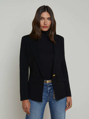 Chamberlain Knit Blazer in Black/Gold | L'AGENCE online