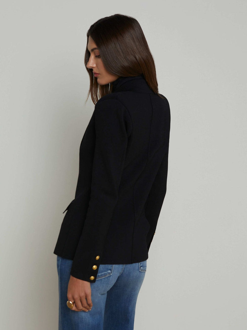 Chamberlain Knit Blazer in Black/Gold | L'AGENCE online