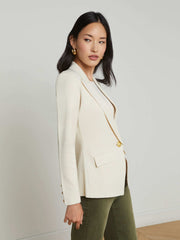 Chamberlain Knit Blazer in Ivory/Gold | L'AGENCE sale