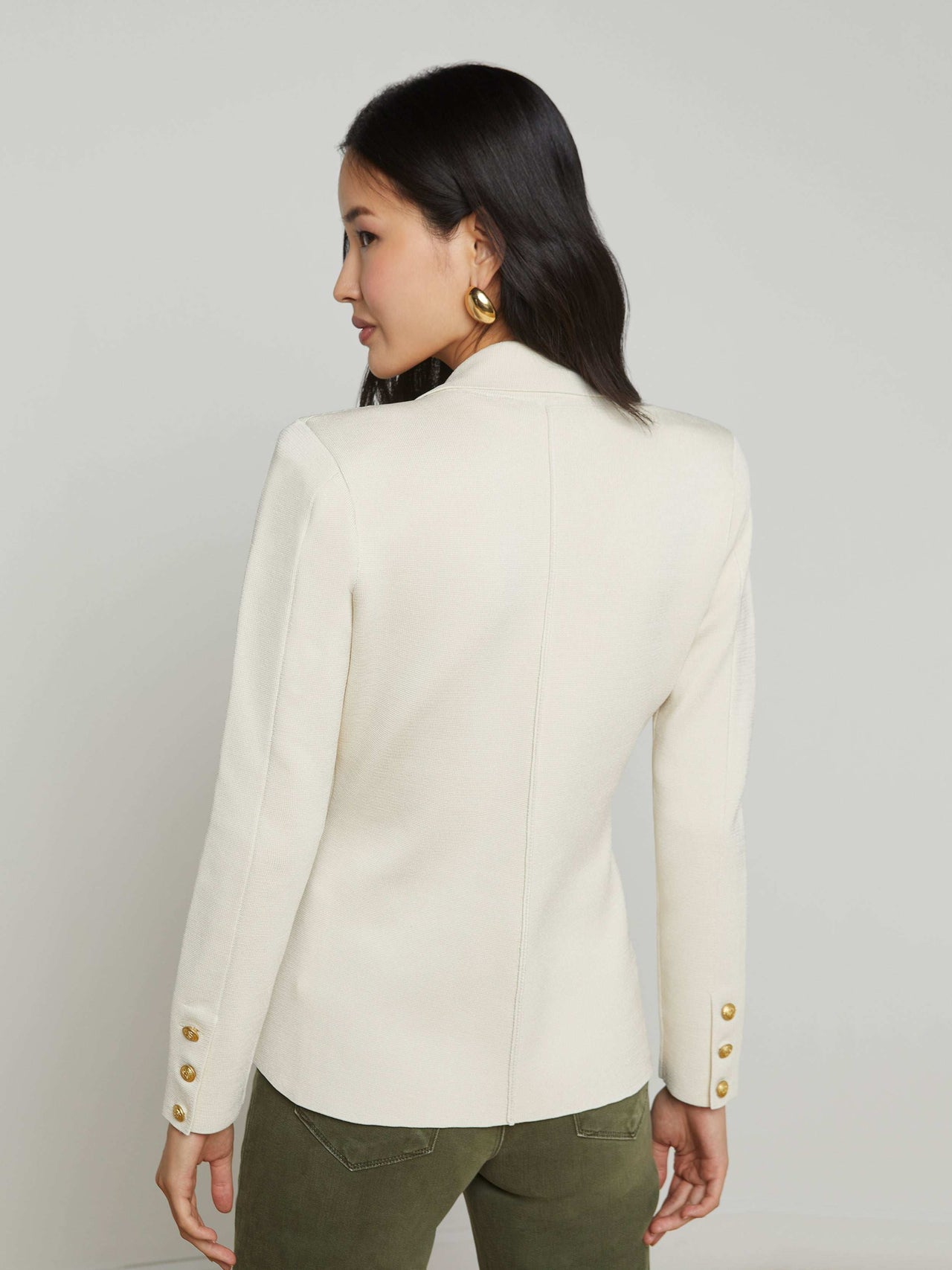 Chamberlain Knit Blazer in Ivory/Gold | L'AGENCE sale