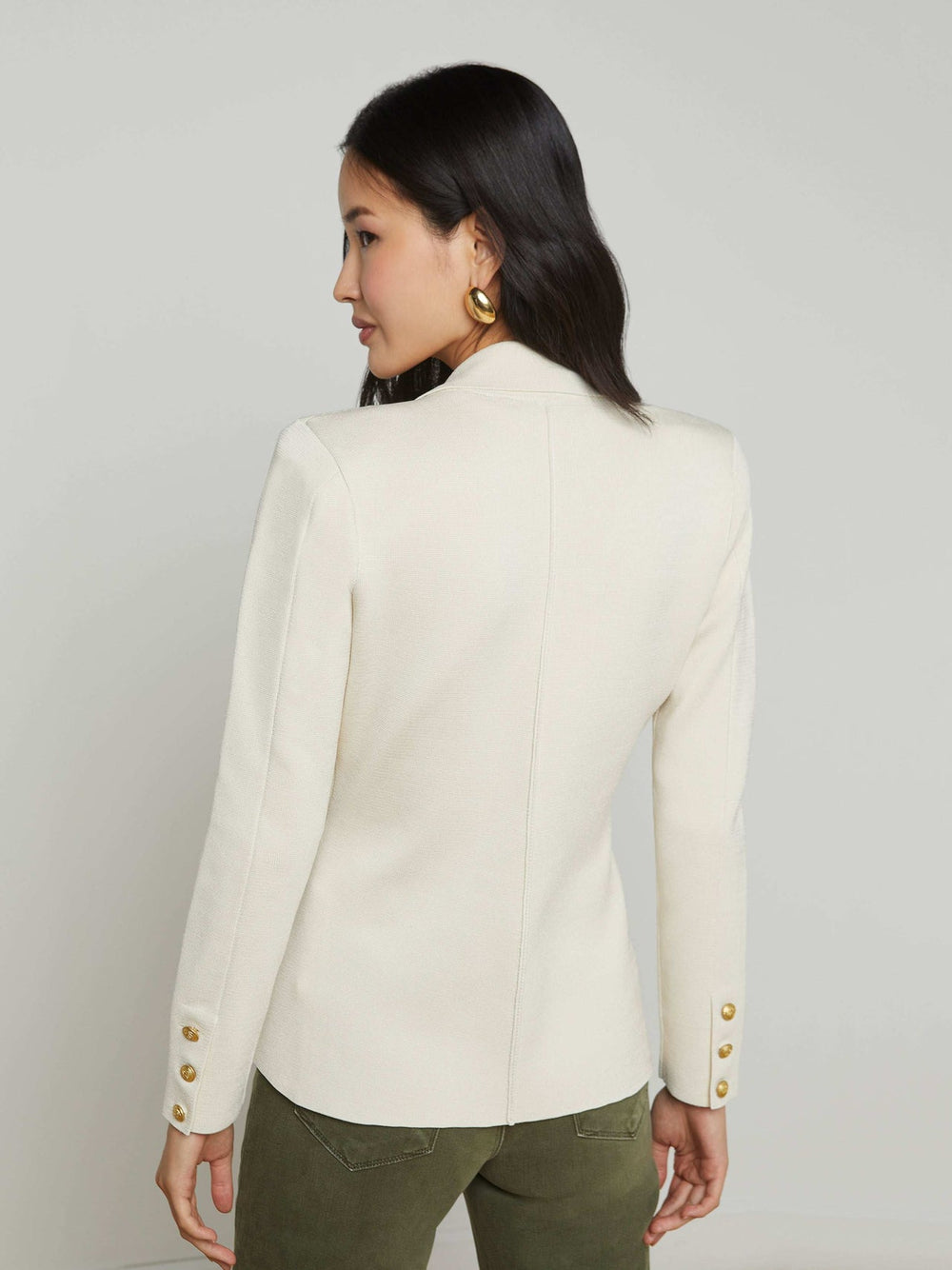 Chamberlain Knit Blazer in Ivory/Gold | L'AGENCE sale