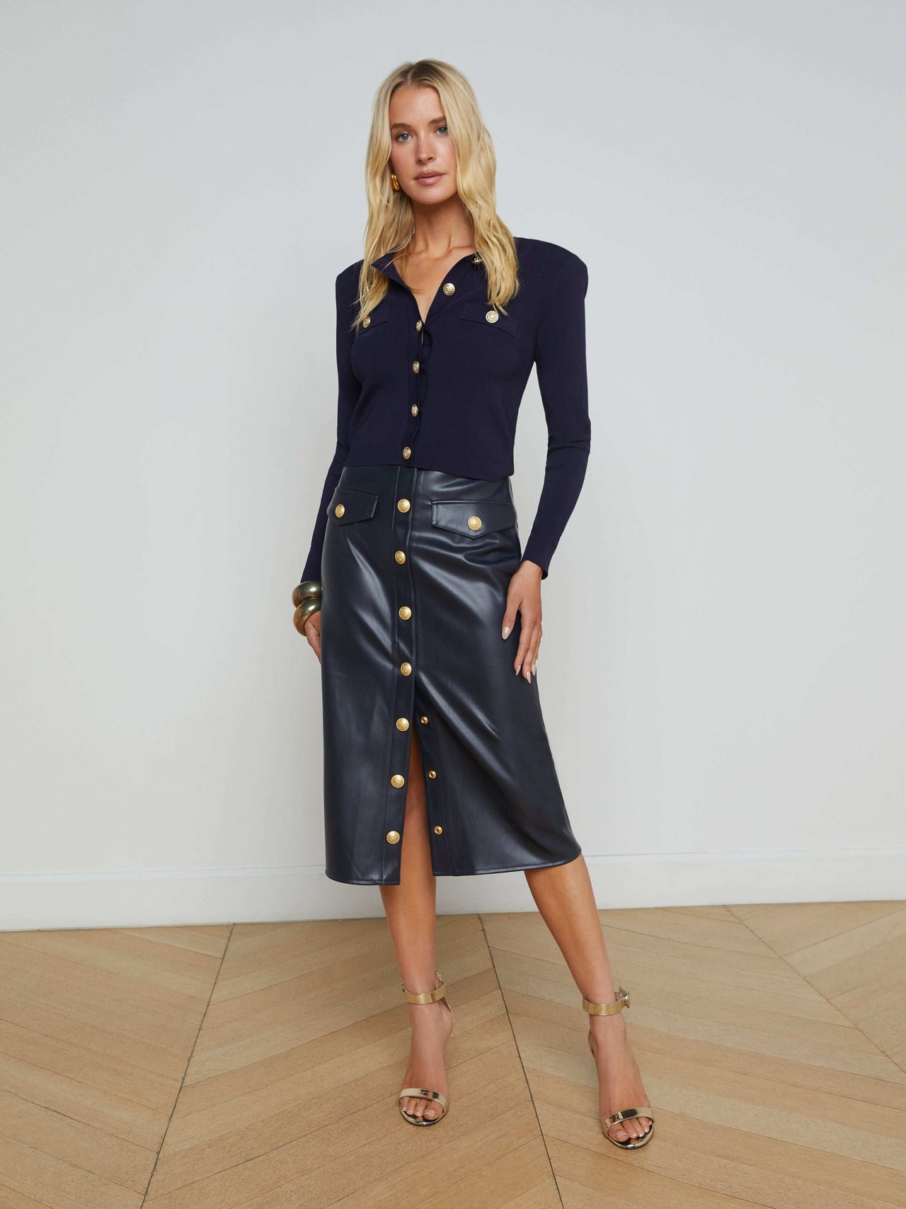 Toulouse Cardigan in Midnight/Gold | L'AGENCE sale