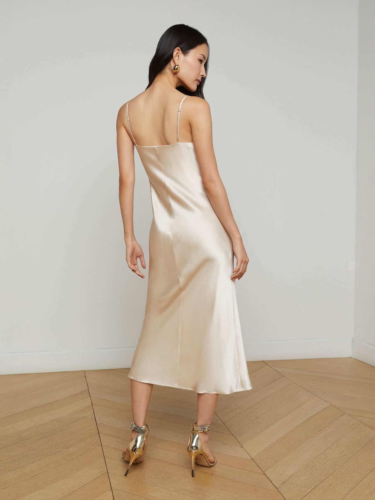 Seridie Silk Slip Dress in Champagne | L'AGENCE sale
